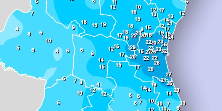 Valencia capital y su área metropolitana recoge más de 37 litros de lluvia por metro cuadrado hoy