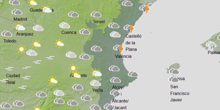 Día de Navidad pasado por agua, AEMET activa aviso amarillo en la costa norte de Alicante