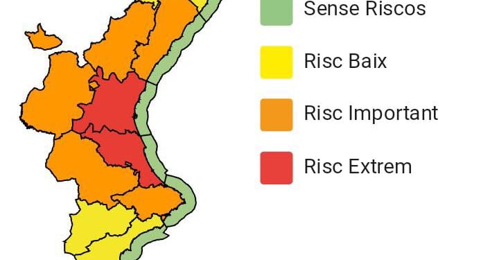 Emergencias GVA eleva el nivel de alertas meteorológicas: en la costa de Valencia ALERTA ROJA y se eleva a naranja en otros puntos
