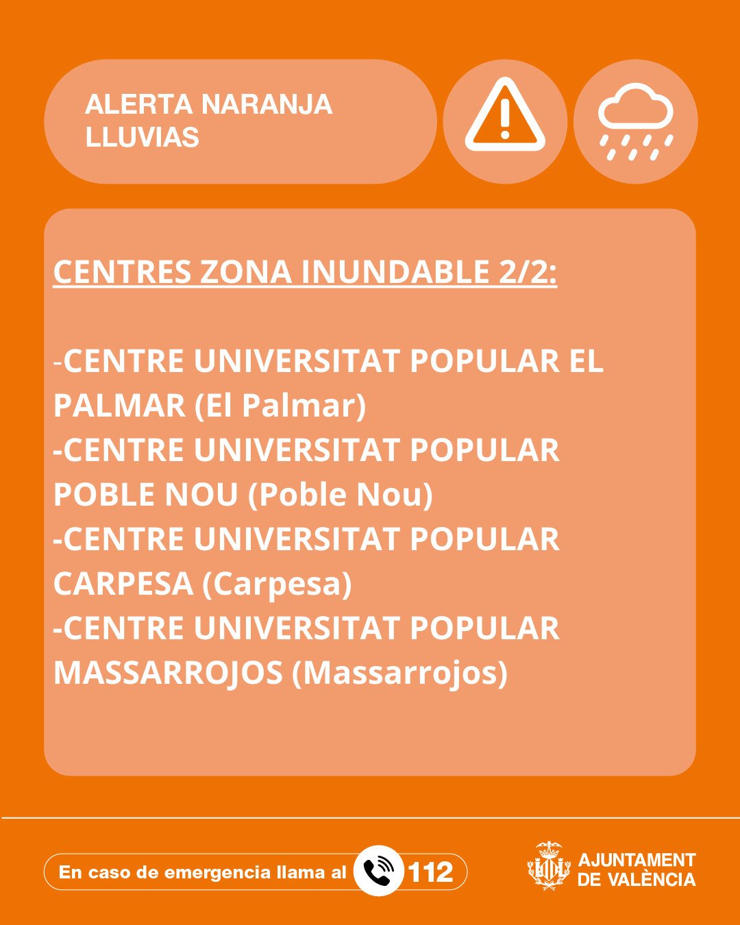 Valéncia suspende las clases en 32 Centros Educativos por Alerta Naranja de lluvias 6 G8Jfh hXMAUPtkp
