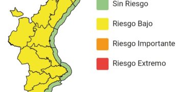 La Generalitat rebaja todas las alertas a aviso amarillo. Toda la Comunitat Valencia queda en aviso amarillo