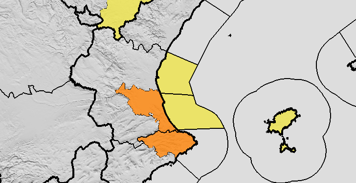 AEMET: Nueva alerta naranja en la costa norte de Alicante y sur de Valencia