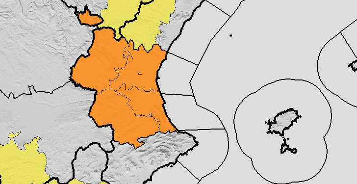 Aemet amplia las alertas por lluvias para este domingo: toda Valencia en alerta naranja y Castelló en aviso amarillo