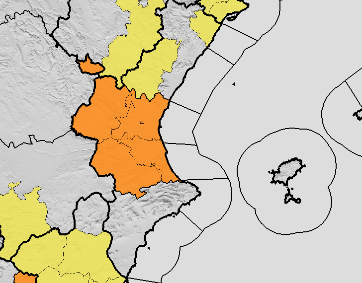 Aemet amplia las alertas por lluvias para este domingo: toda Valencia en alerta naranja y Castelló en aviso amarillo