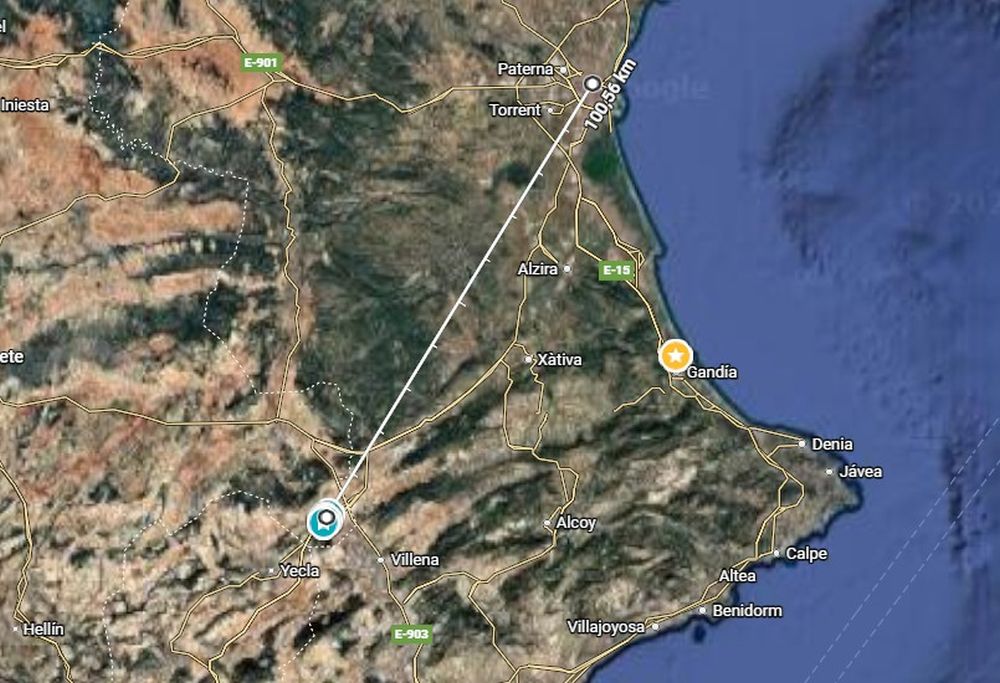 Caudete recupera su historia: las nuevas «Puertas de Valencia» ya presiden su entrada principal 2 MAPA RECTA PUERTAS DE SERRANO VS ROTONDA