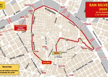 Valencia blinda el centro por la 40ª San Silvestre: guía de cortes de tráfico y cambios en la EMT