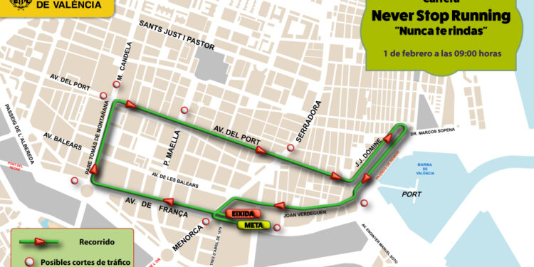 Valéncia se prepara para la XI Carrera "Never Stop Running": cortes de tráfico y cambios en la EMT 1 Valéncia se prepara para la XI Carrera "Never Stop Running": cortes de tráfico y cambios en la EMT