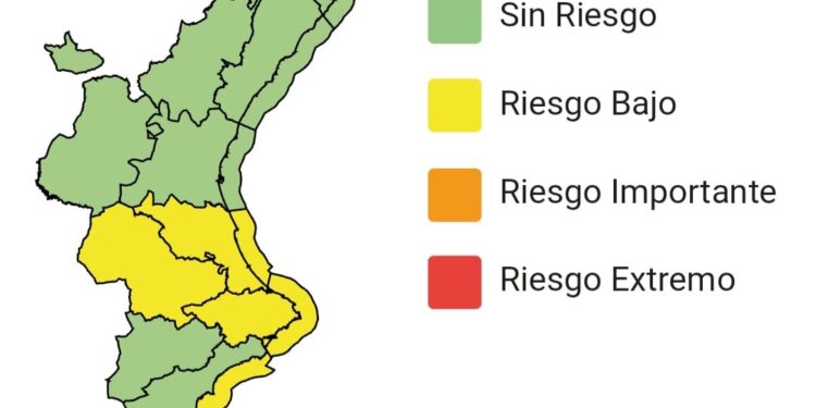 Emergencias de la Generalitat Valenciana activa la alerta por lluvias intensas en Valencia y Alicante esta tarde y noche