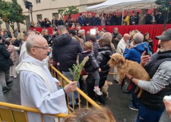 Miles de vecinos y mascotas toman la calle Sagunto en la bendición de animales de San Antonio Abad