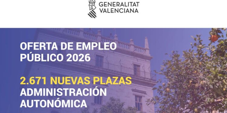 La Generalitat Valenciana blinda su plantilla: luz verde a una OPE histórica de 2.671 plazas para 2026