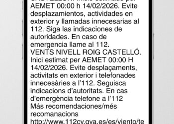 Castellón en alerta máxima: Emergencias activa el sistema ES-Alert por fuertes vientos