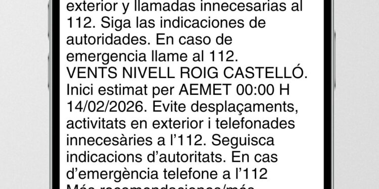 Castellón en alerta máxima: Emergencias activa el sistema ES-Alert por fuertes vientos