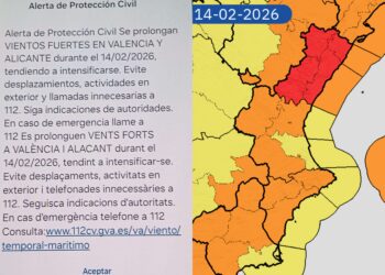 La Generalitat Valenciana envia un nuevo Es Alert advirtiendo del viento para mañana