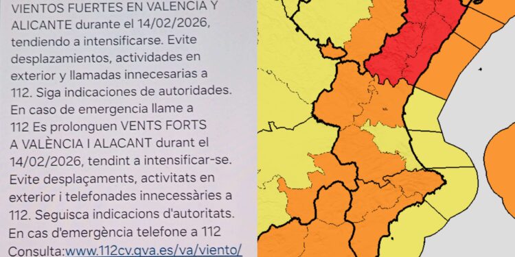 La Generalitat Valenciana envia un nuevo Es Alert advirtiendo del viento para mañana
