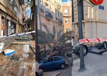 Caos en el centro de Valéncia: 2 heridos y más de 200 incidencias por el fuerte viento