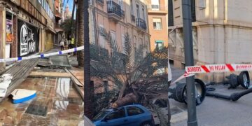 Caos en el centro de Valéncia: 2 heridos y más de 200 incidencias por el fuerte viento