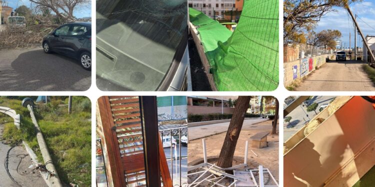 Alboraya hace balance de una jornada crítica tras el fuerte temporal de viento. Una persona herida leve