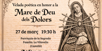 Els poetes valencians celebraran la velada en honor de la seua patrona, la Mare de Deu dels Dolors
