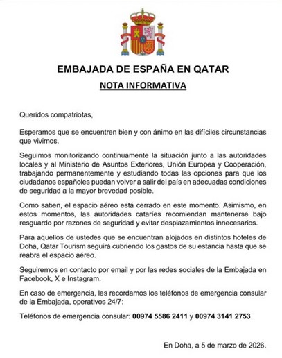 El Gobierno de España abandona a su suerte a 28.000 compatriotas en el polvorín de Oriente Medio 2 Captura de pantalla 2026 03 05 181324