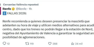 Renfe recomienda a los 15.000 afectados diarios por el corte de Cercanías que adelanten su viaje a Valencia