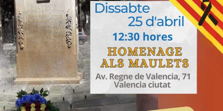 El Grup d'Acció Valencianista celebrarà el 25 d'Abril davant del Monument als Maulets