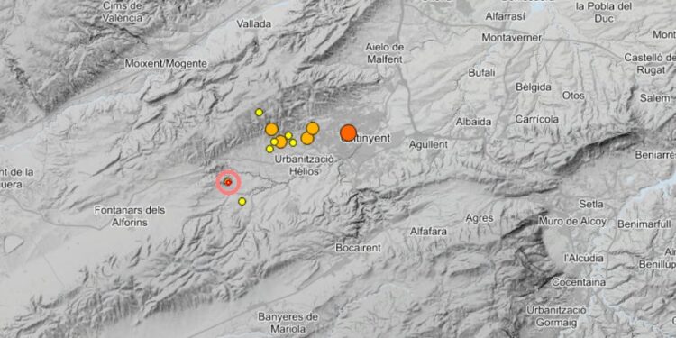 Hasta 12 movimientos sísmicos (terremotos) esta madrugada en la zona de Ontinyent, Vallada y Fontanar dels Alforins