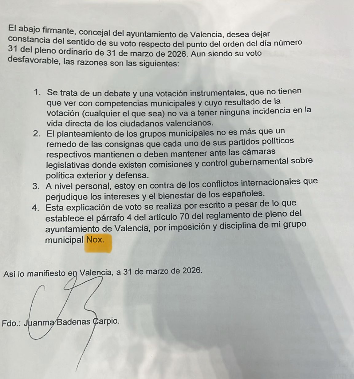 El "lapsus" de Nox: La rebeldía silenciosa que fractura el gobierno de Valencia 2 HEvWC6pXUAAKynb