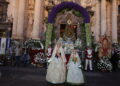Hermandad en el Mediterráneo: Las Falleras Mayores de Valencia engalanan la Ofrenda de Murcia