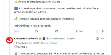 Retrasos de 40 minutos en Cercanías Valencia en la línea de Gandía