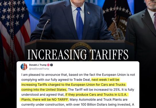 Donald Trump declara la "guerra del motor" a Europa: Trump elevará los aranceles al 25%