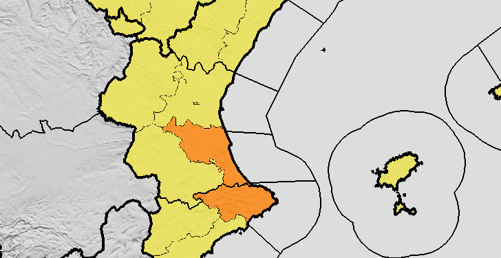 Este jueves toda la Comunitat Valenciana en alerta por lluvias y tormentas