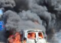 Susto en la AP-7 a la altura de Oropesa por el incendio de un vehículo