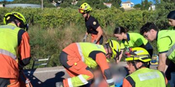 Un motorista resulta herido tras salirse de la vía y caer por un terraplén de cinco metros en la N-234