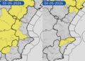 Ayora registra una lluvia corta y torrencial esta tarde y mañana el aviso amarillo se extiende a Castelló y Alicante