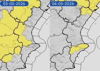 Ayora registra una lluvia corta y torrencial esta tarde y mañana el aviso amarillo se extiende a Castelló y Alicante