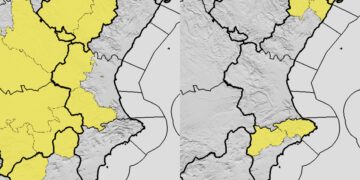 Ayora registra una lluvia corta y torrencial esta tarde y mañana el aviso amarillo se extiende a Castelló y Alicante