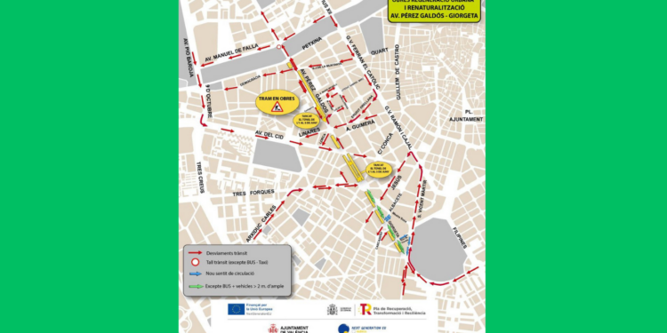Movilidad cierra por primera vez el paso inferior de Pérez Galdós por las obras del colector 1 Movilidad cierra por primera vez el paso inferior de Pérez Galdós por las obras del colector