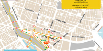 Valéncia dispositivo especial de tráfico en Camins al Grau por la Carrera Ponle Freno este domingo