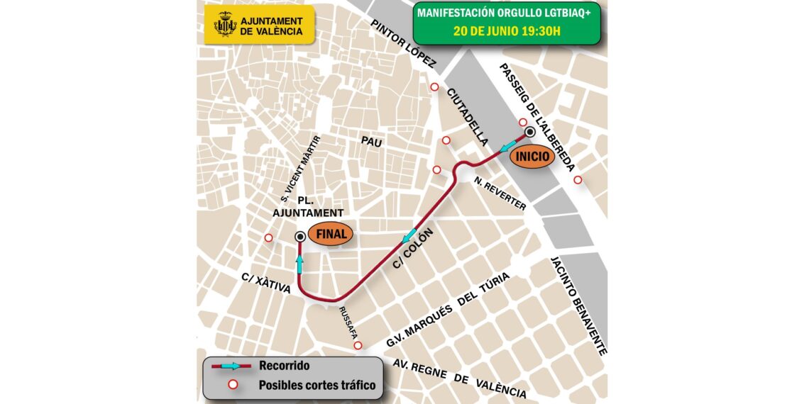 Atención si vas al Orgullo en Valencia: estas son las calles que cambiarán por completo este sábado