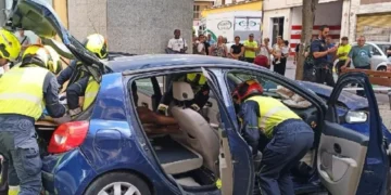 Una rama cae sobre un coche en Elche y deja atrapados a sus dos ocupantes