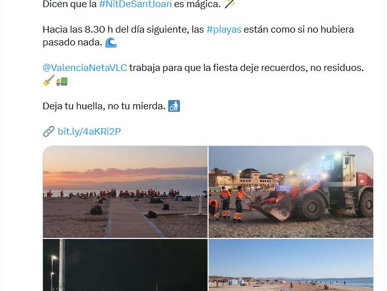 El Ajuntament de Valéncia de Catalá pide a los ciudadanos que no dejen "su mierda" en las playas la noche de San Juan 1 El Ajuntament de Valéncia de Catlá pide a los ciudadanos que no dejen "su mierda" en las playas la noche de San Juan