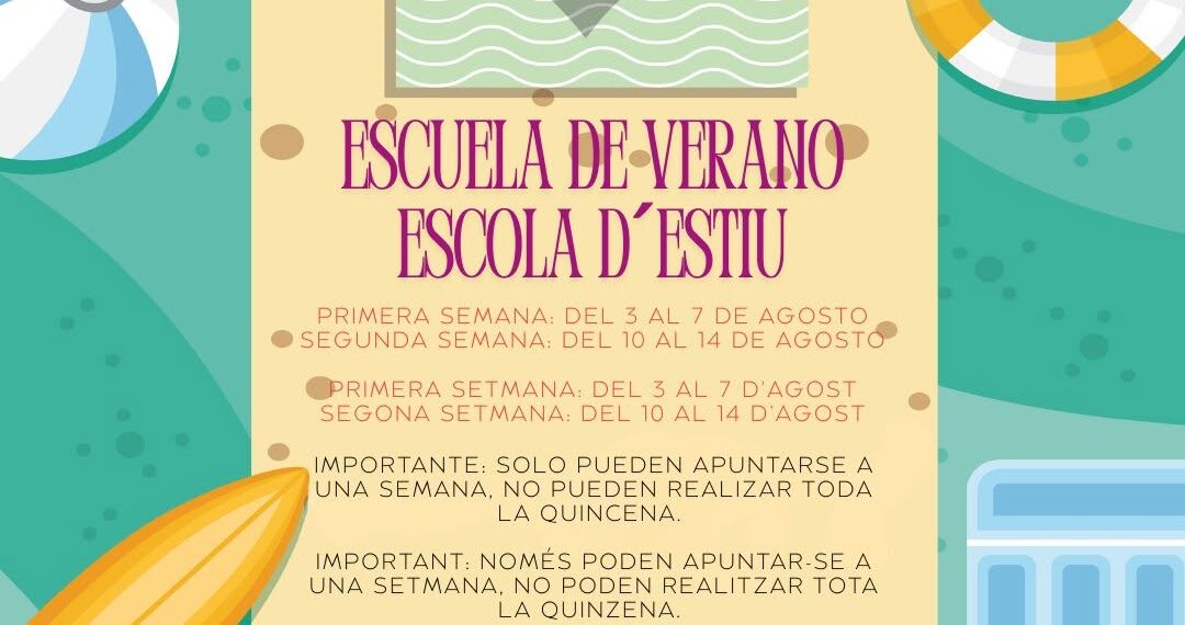 Torrent ofrece una nueva Escuela de Verano gratuita en agosto para facilitar la conciliación familiar y el ocio educativo 1 Torrent ofrece una nueva Escuela de Verano gratuita en agosto para facilitar la conciliación familiar y el ocio educativo
