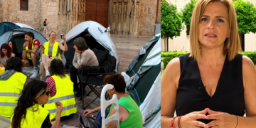 Bernabé evita aclarar si ordenará desalojar la acampada de la plaza de la Virgen y vuelve a apelar al diálogo