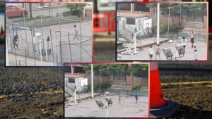 GENTE JUGANDO EN LAS INSTALACIONES DEPORTIVAS ABANDONADAS DE LES AMPLARIES EN OROPESA DEL MAR