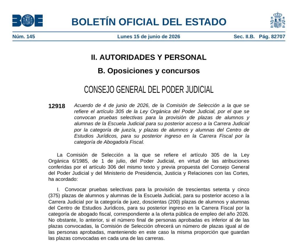 700 nuevas plazas para jueces y fiscales: la histórica convocatoria que abre una nueva etapa en la Justicia española 2 HK1RorPWMAAQPip 1