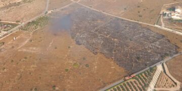 Estabilizado un incendio de vegetación en Sant Vicent del Raspeig tras un rápido despliegue terrestre y aéreo