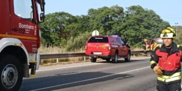 Los bomberos controlan un incendio de vegetación junto al cementerio de Sant Joan y evitan el corte de la AP-7