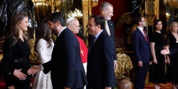 Perez Llorca asiste en Madrid a la recepcion oficial de los Reyes con motivo de la visita del Papa Leon XIV 4