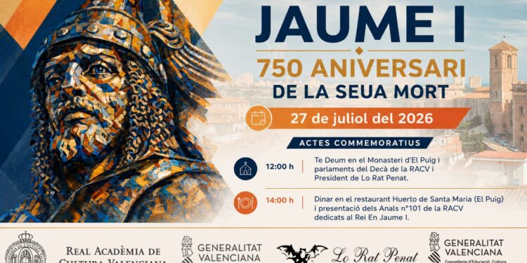 La RACV i Lo Rat Penat commemoraran en Santa Maria d'El Puig el 750 aniversari de la mort del Rei En Jaume I