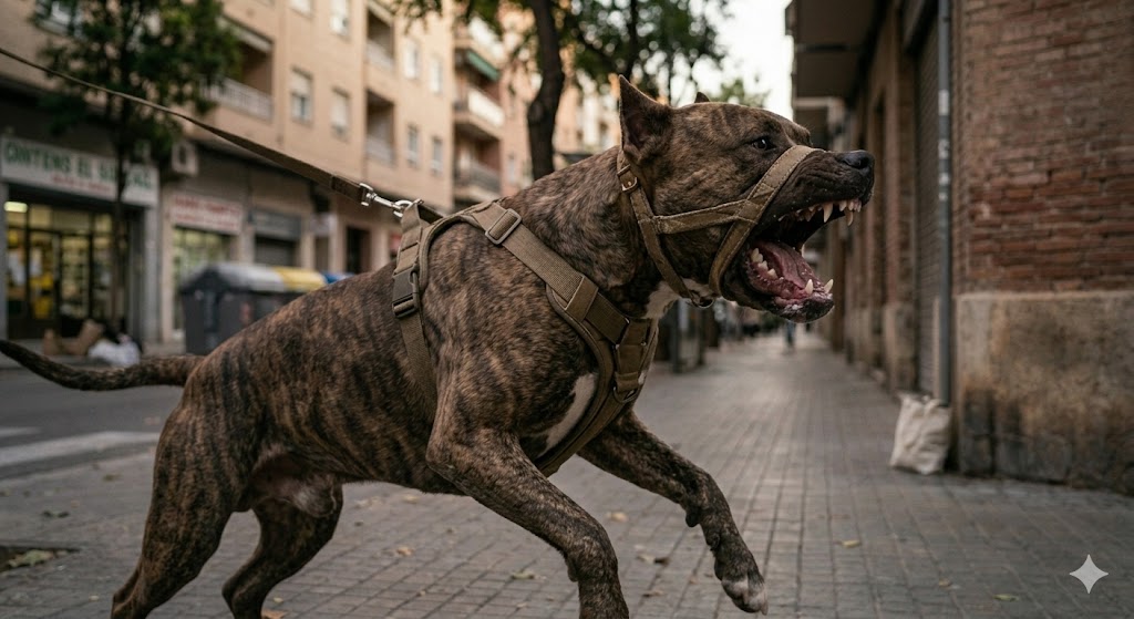 Un perro arranca parte de la oreja a la mujer que lo paseaba y ataca a un niño y a dos familiares en Elda 1 perro acatando